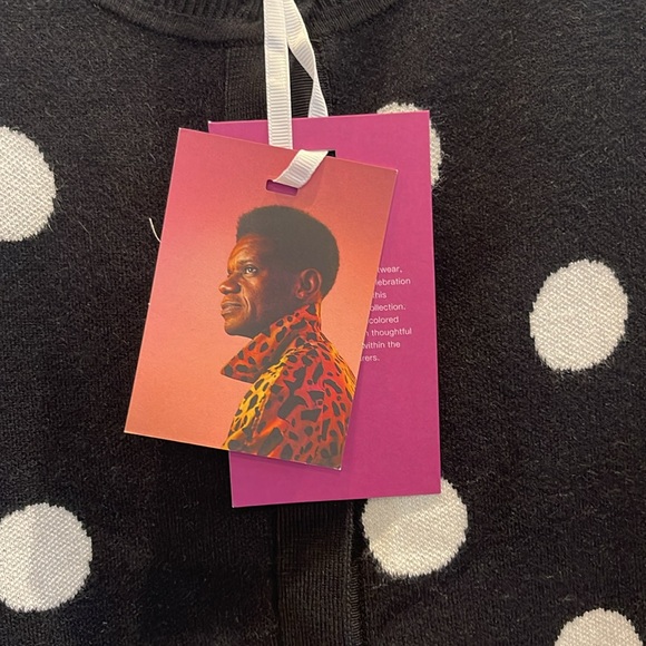 NWT Victor Glemaud Black / White Polka Dot Cardigan Sweater Size XL - Picture 3 of 7